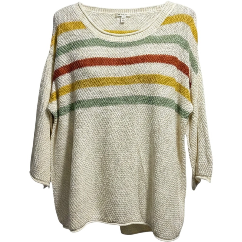 Unbranded Women Sweater Striped Oversized 2XL Cream Multi Acrylic Knit